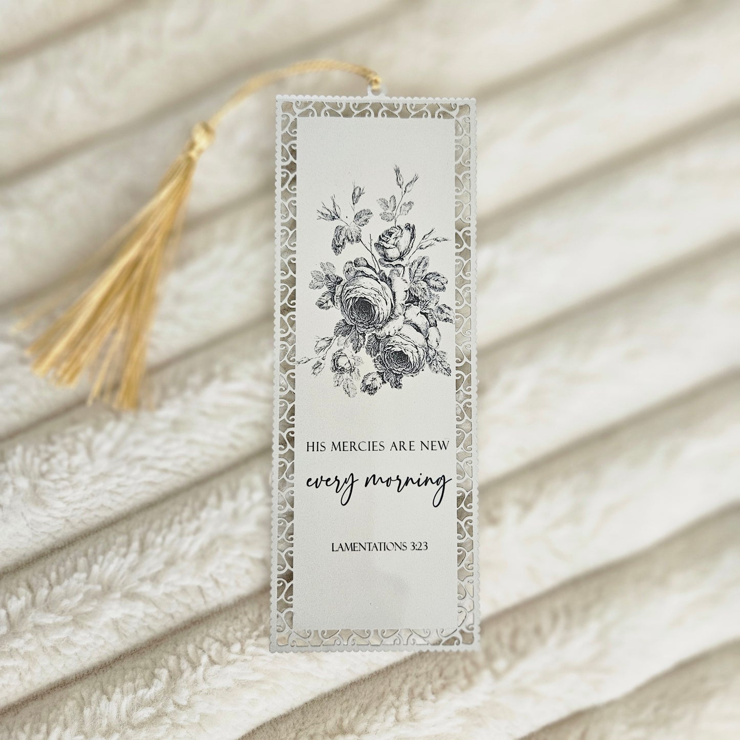 Bookmark - Lamentations 3:23 Vintage Rose