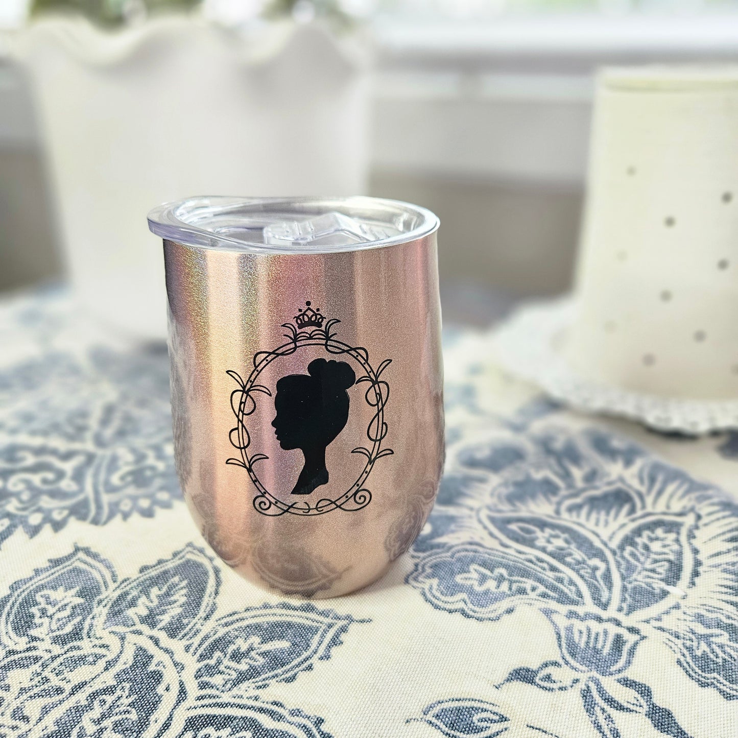 Bridgerton Inspired Rose Gold Glitter Wine Tumbler