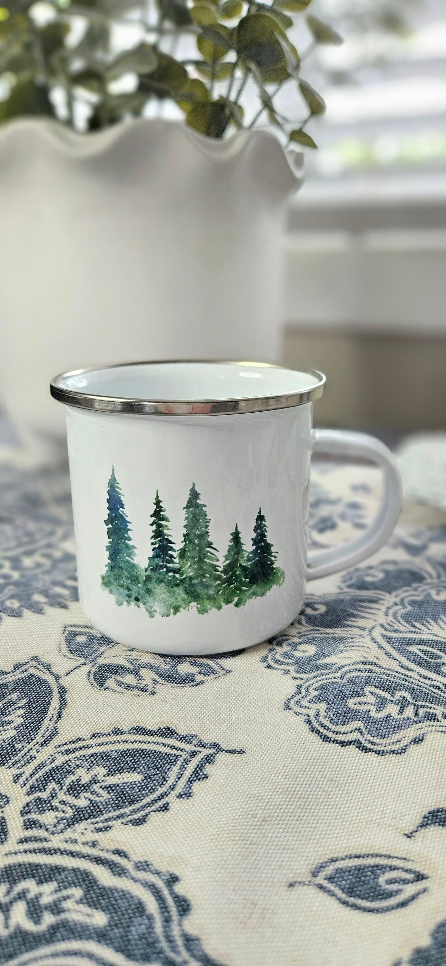 Watercolor Trees - Camping Enamel Mug