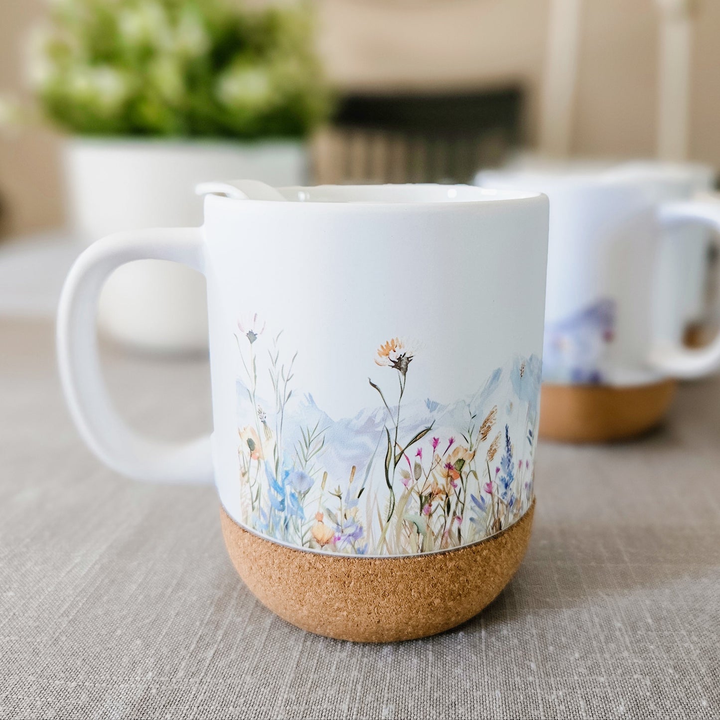Watercolor Wildflower Mountains On-The-Go Travel Mug