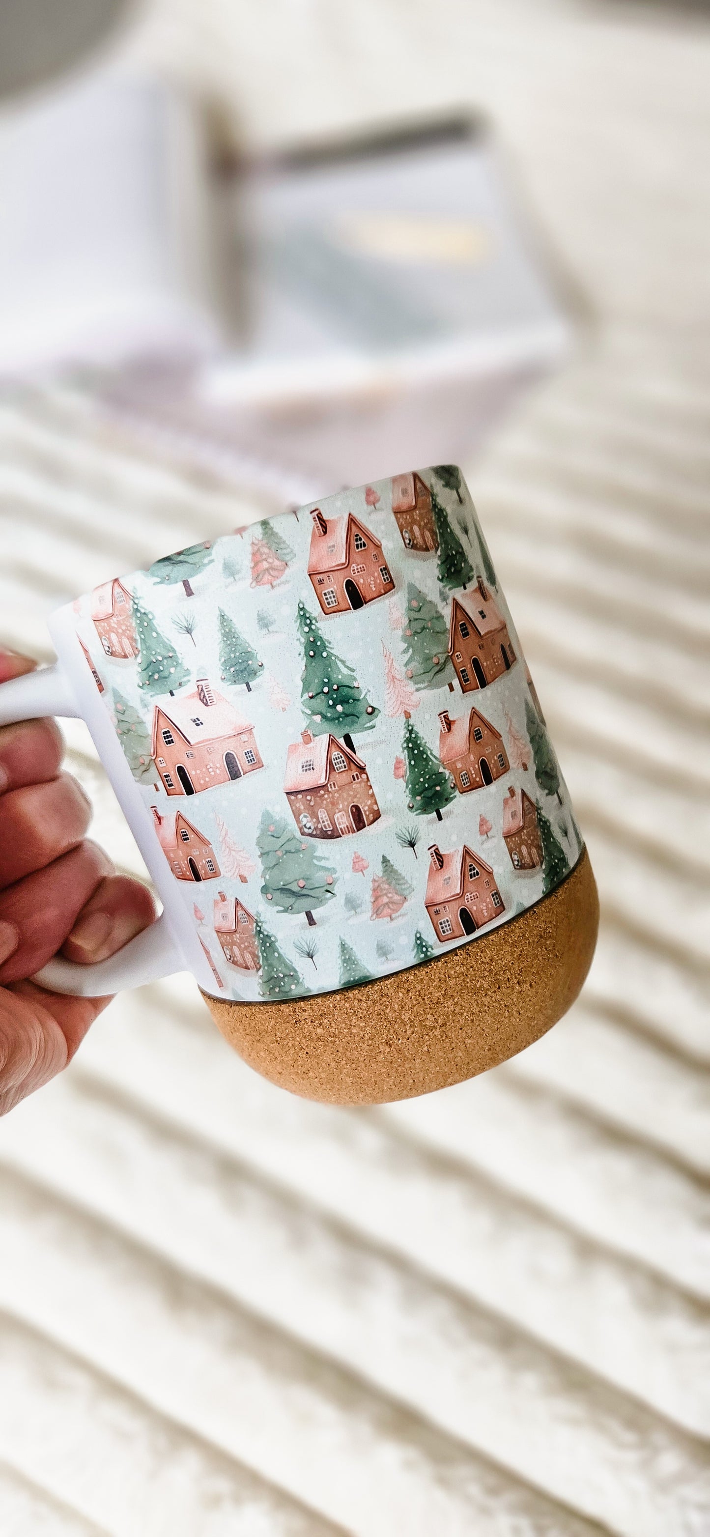 Christmas On-The-Go Travel Mug - Pink Gingerbread Houses