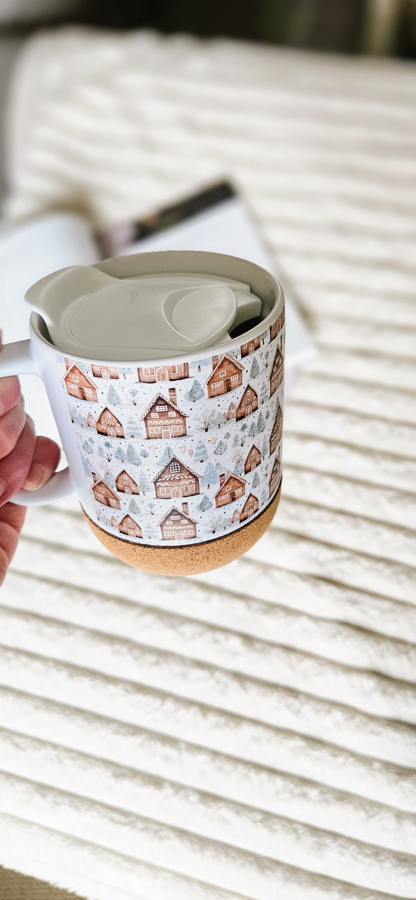 Christmas On-The-Go Travel Mug - Cottagecore Gingerbread Houses