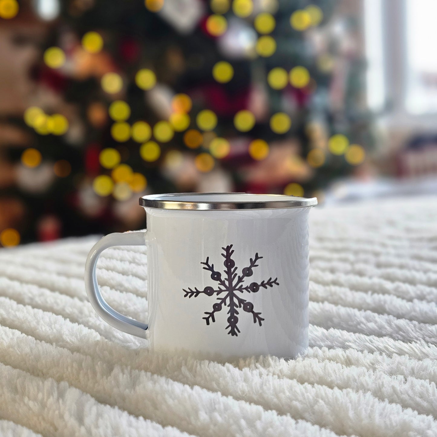 Snowflake Camping Enamel Mug