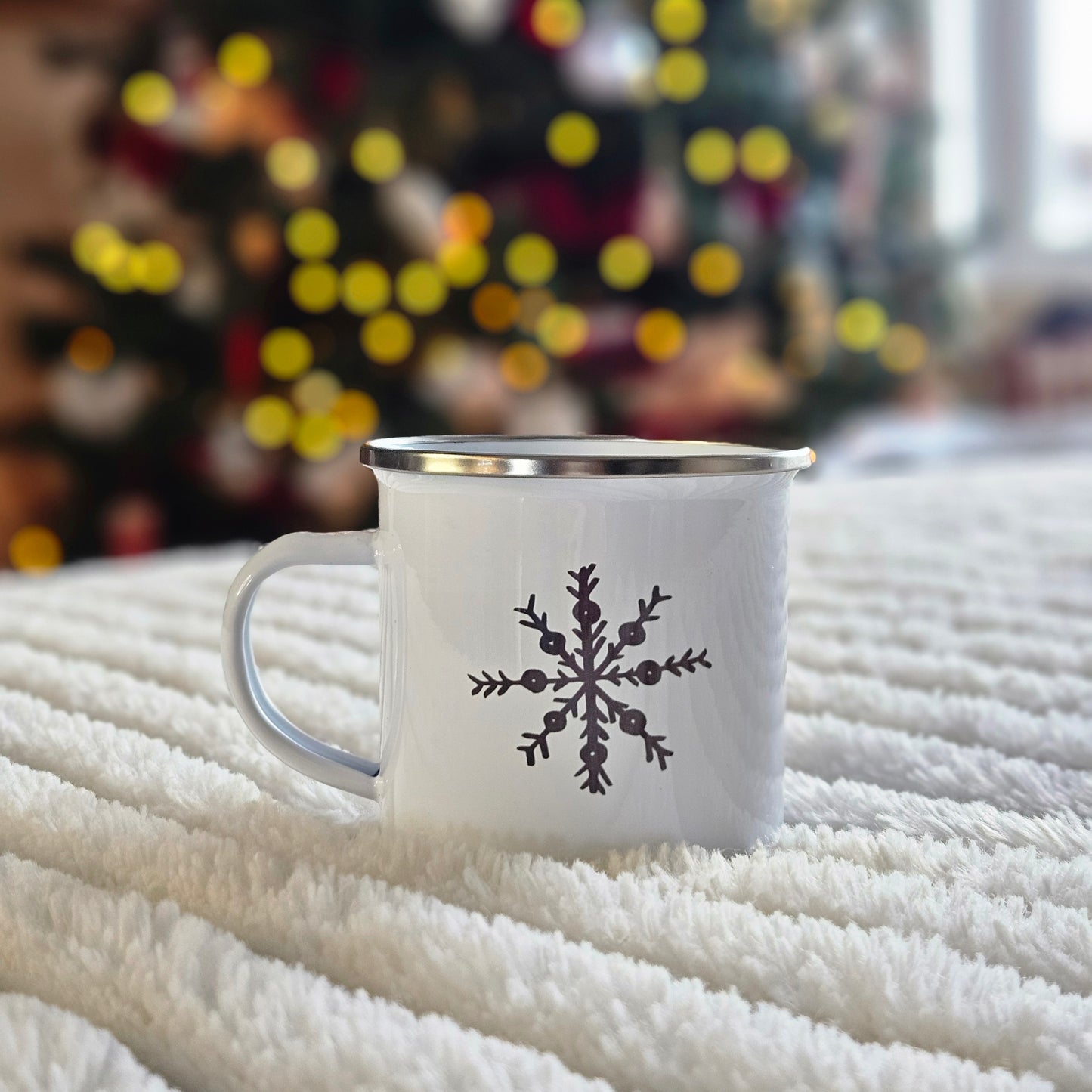 Snowflake Camping Enamel Mug