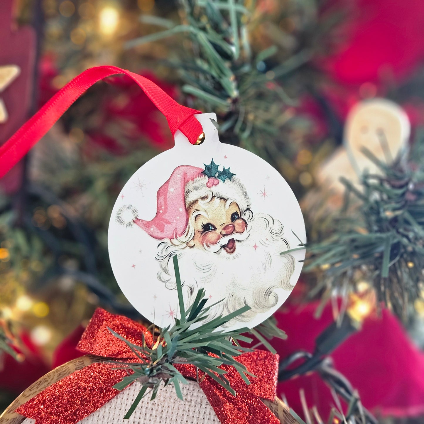 Aluminum Ornament - Vintage Santa