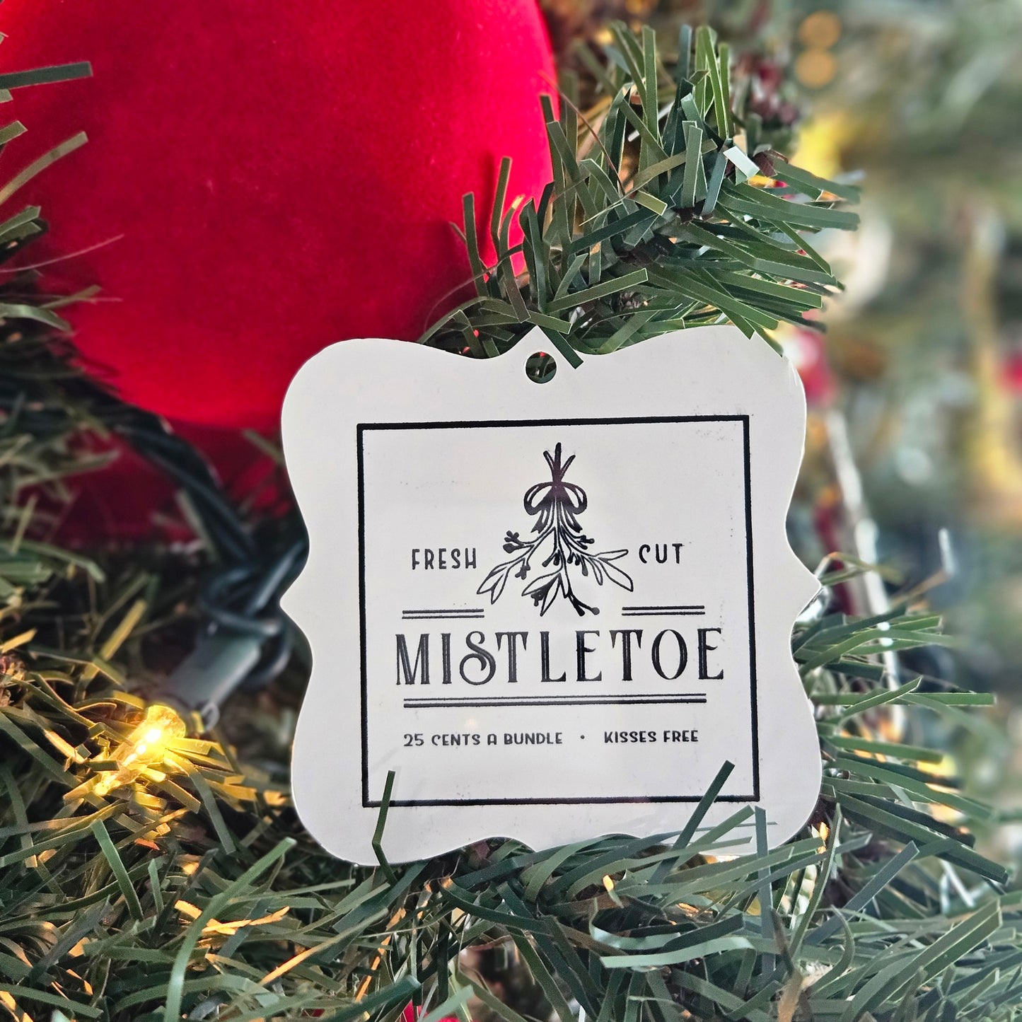 Aluminum Ornament - Fresh Cut Mistletoe