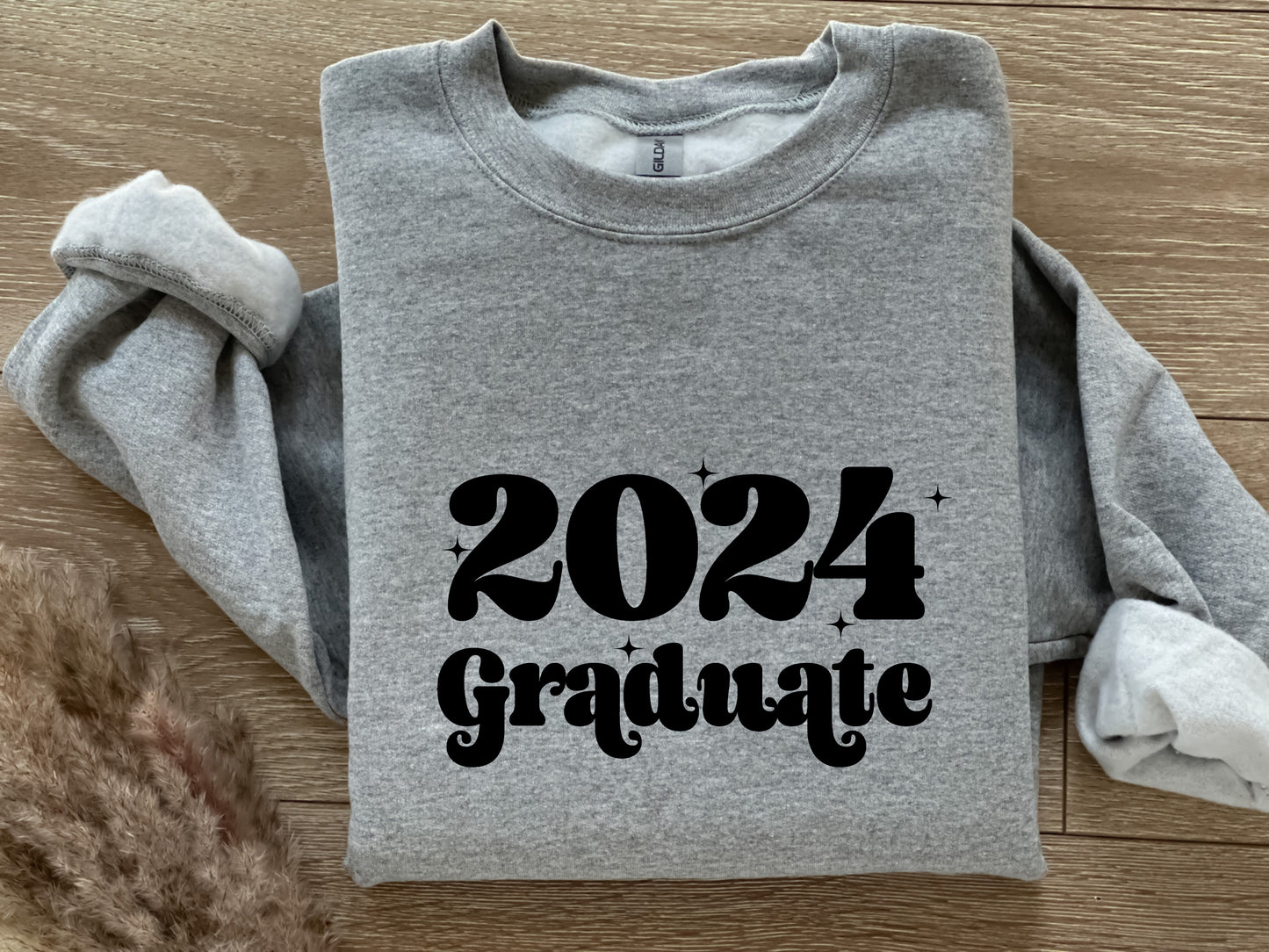 2024 Graduate Retro Font Crewneck Sweatshirt