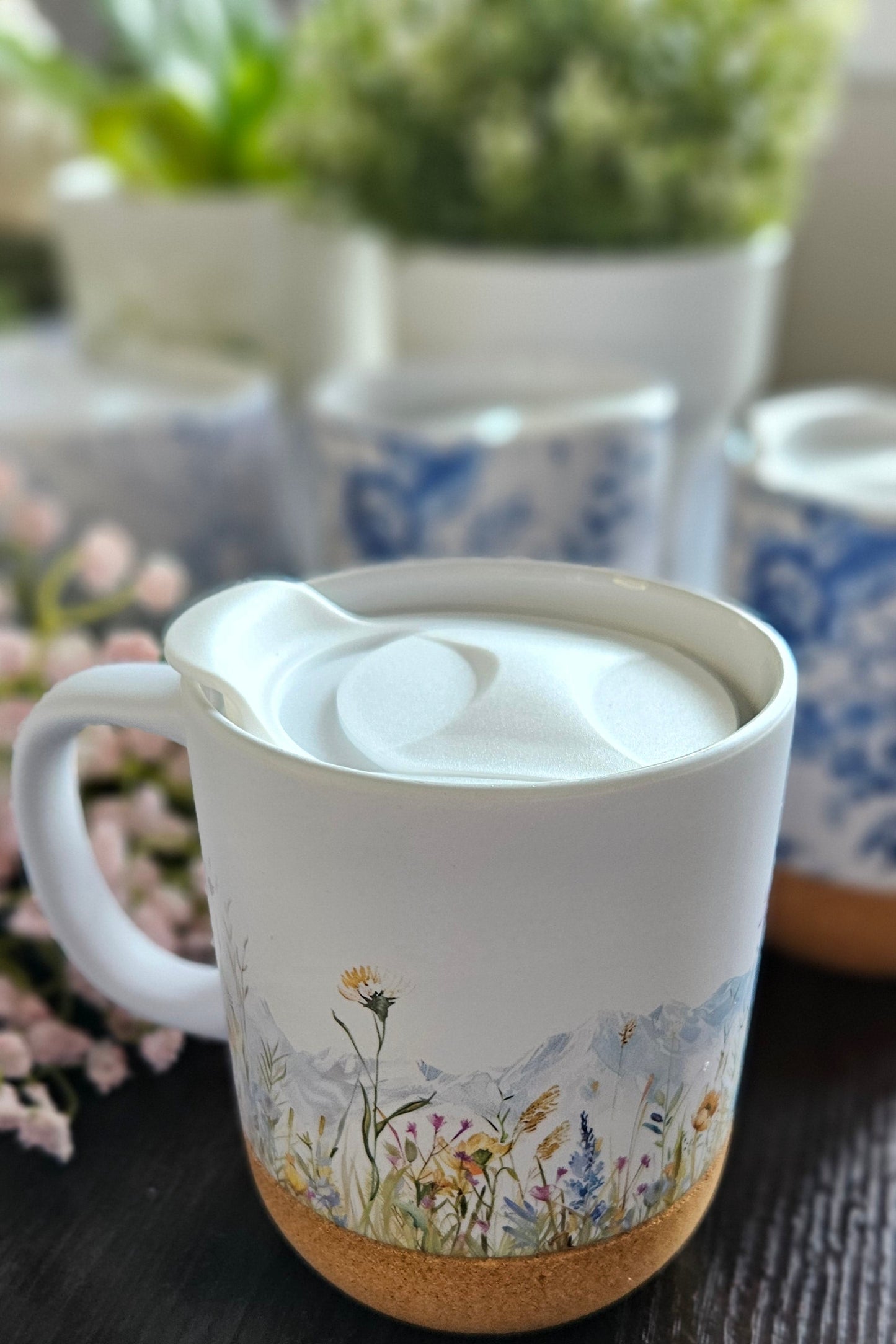 Watercolor Wildflower Mountains On-The-Go Travel Mug