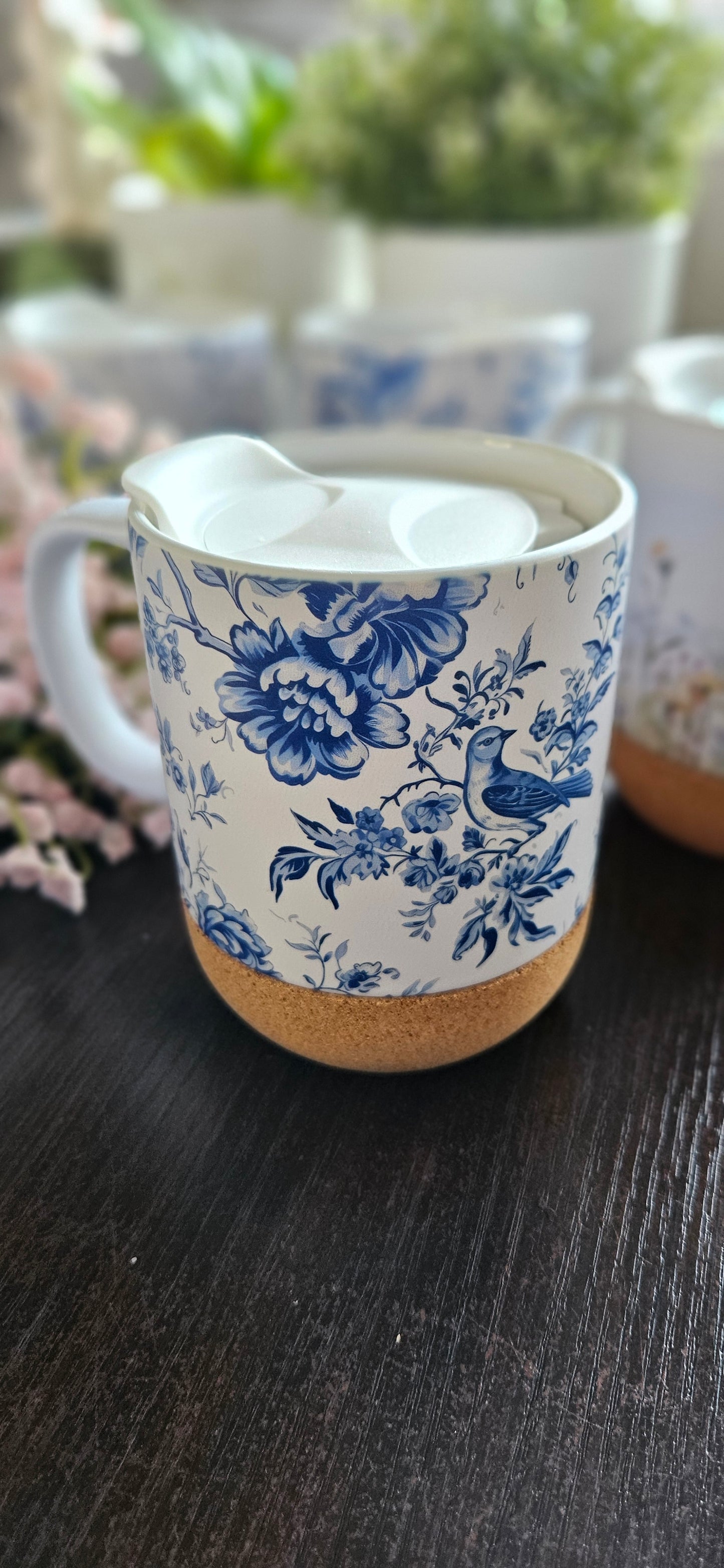 Chinoiserie Blue Bird Floral On-The-Go Travel Mug