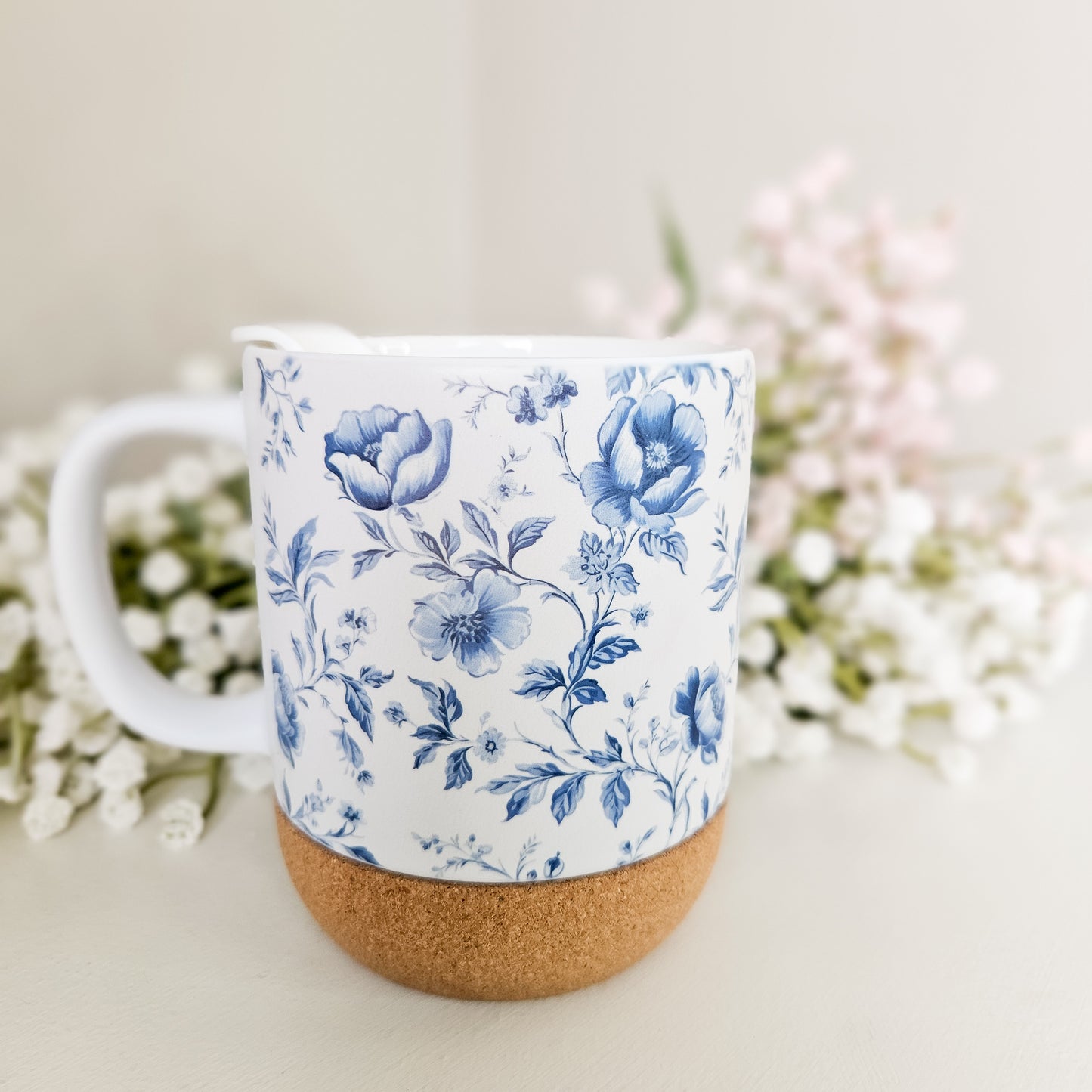 Chinoiserie Blue Toile Floral On-The-Go Travel Mug