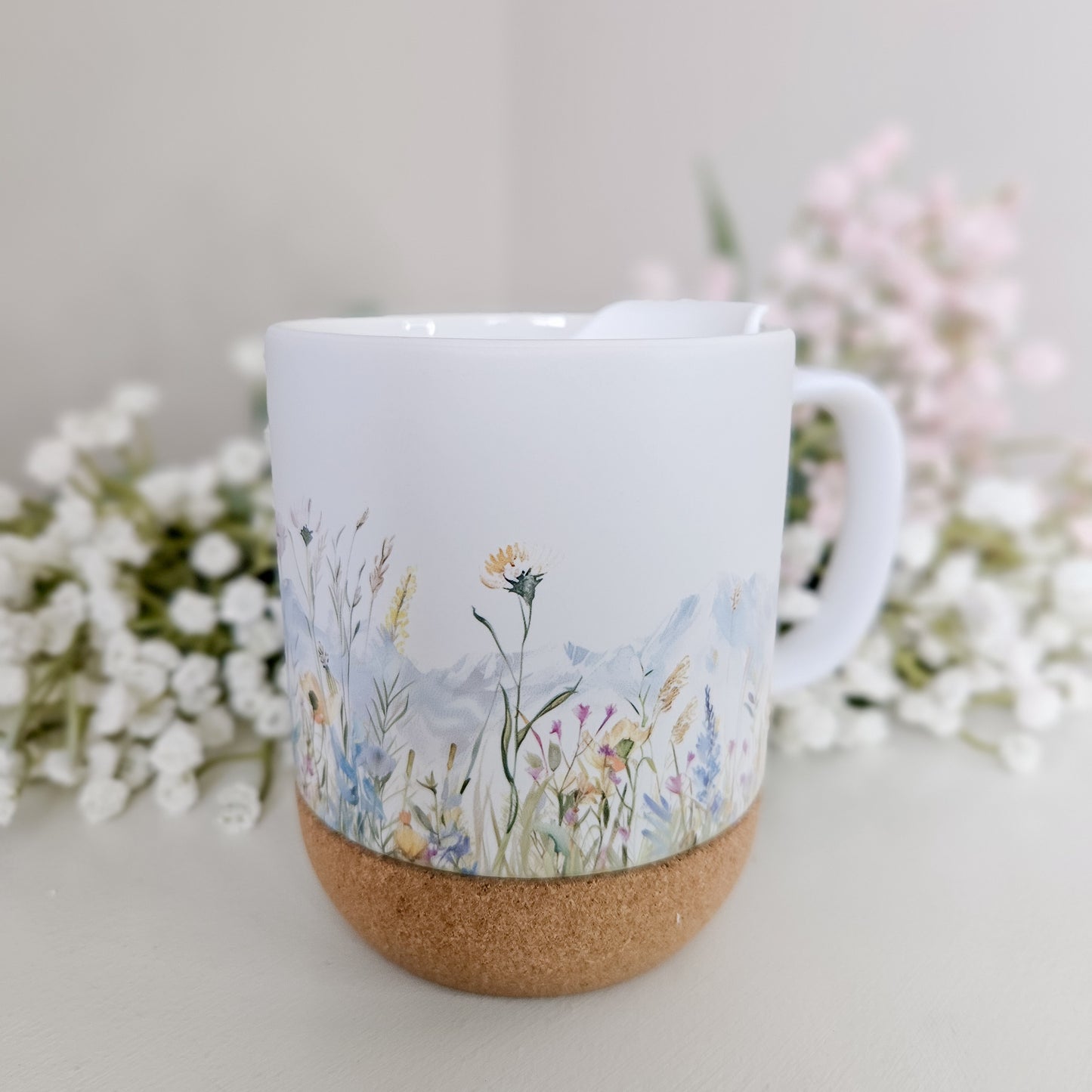 Watercolor Wildflower Mountains On-The-Go Travel Mug