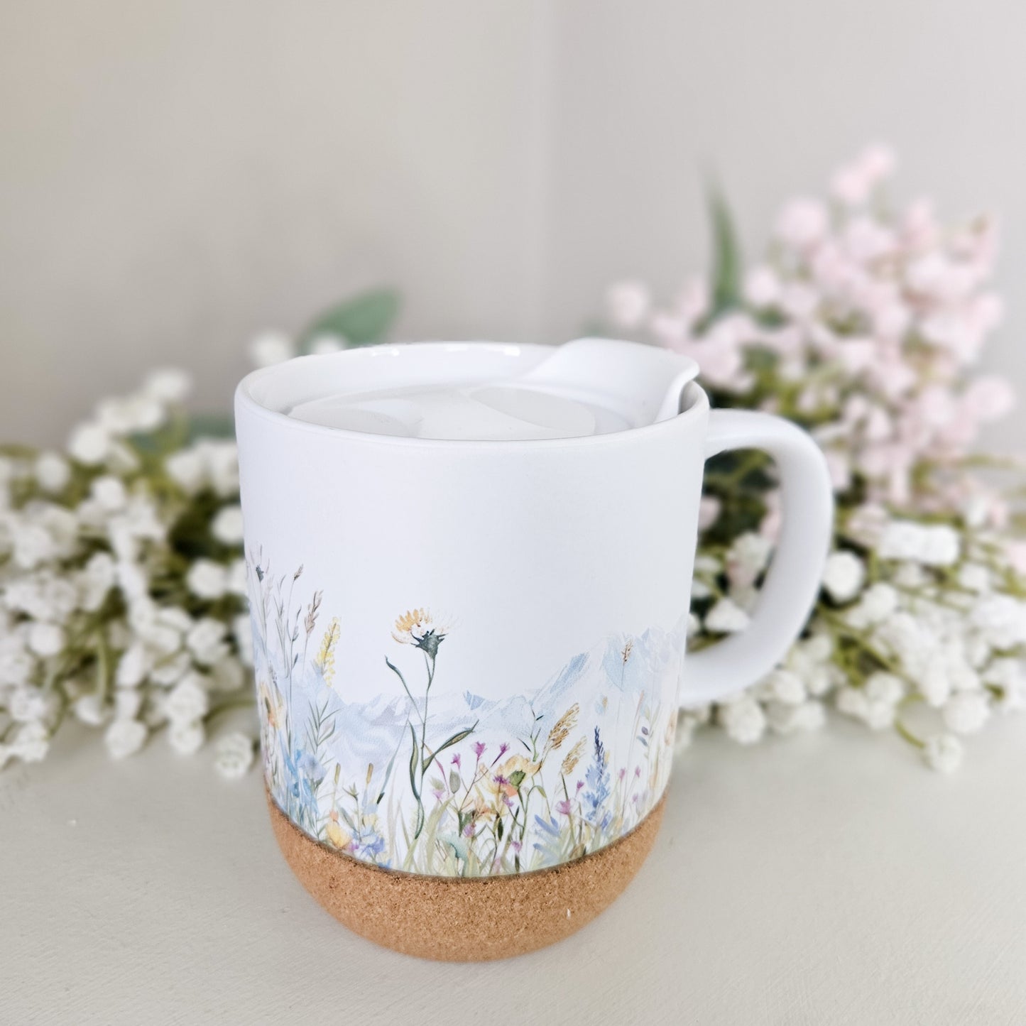 Watercolor Wildflower Mountains On-The-Go Travel Mug