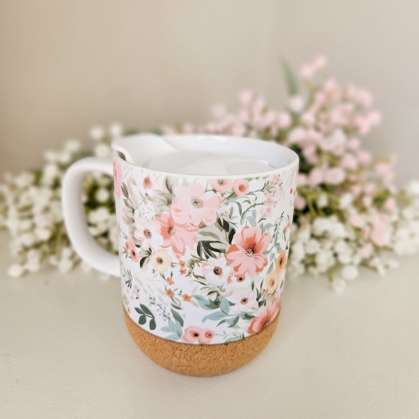 Ditsy Peach Floral On-The-Go Travel Mug