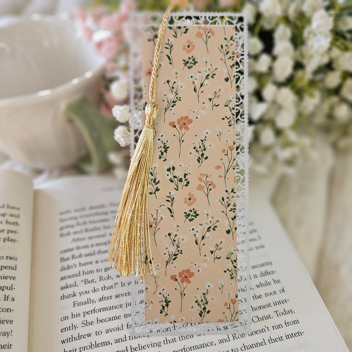 Bookmark - Spring Ditsy Peach Floral