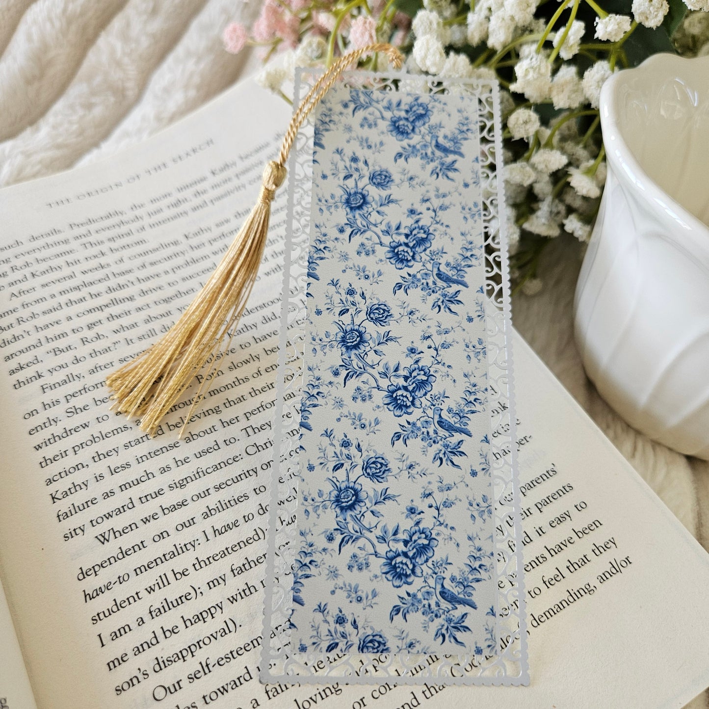 Bookmark - Chinoiserie Blue Bird Floral