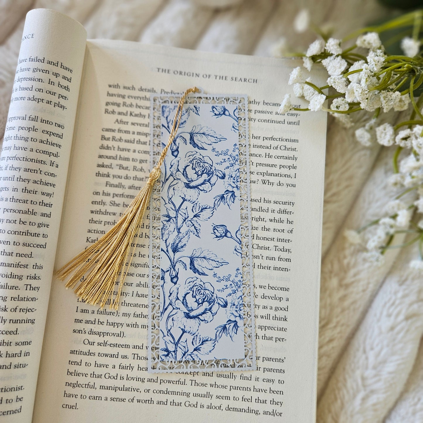 Bookmark Chinoiserie Blue Floral