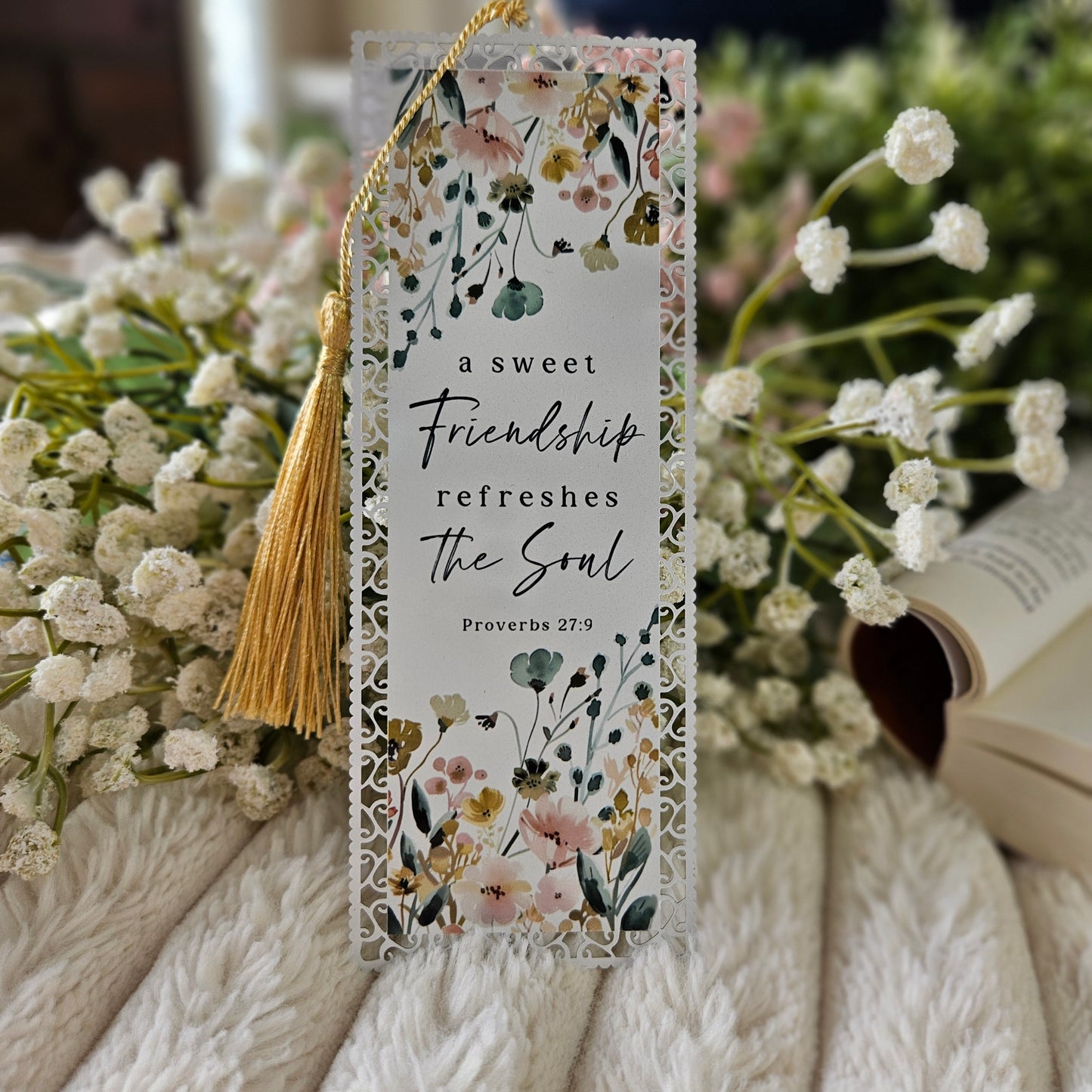 A Sweet Friendship Refreshes the Soul Bible Verse Bookmark