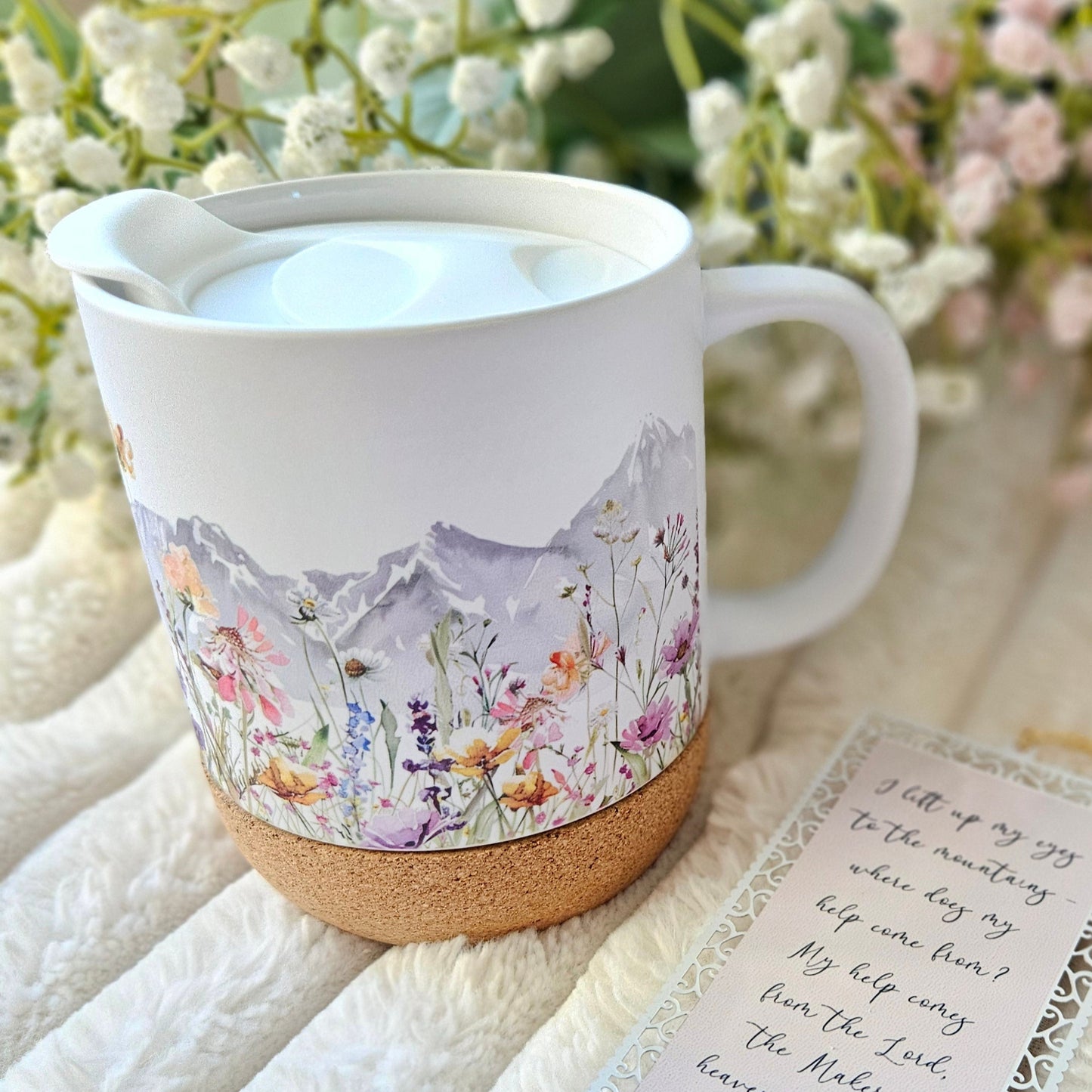 Watercolor Mountain Wildflower On-The-Go Travel Mug