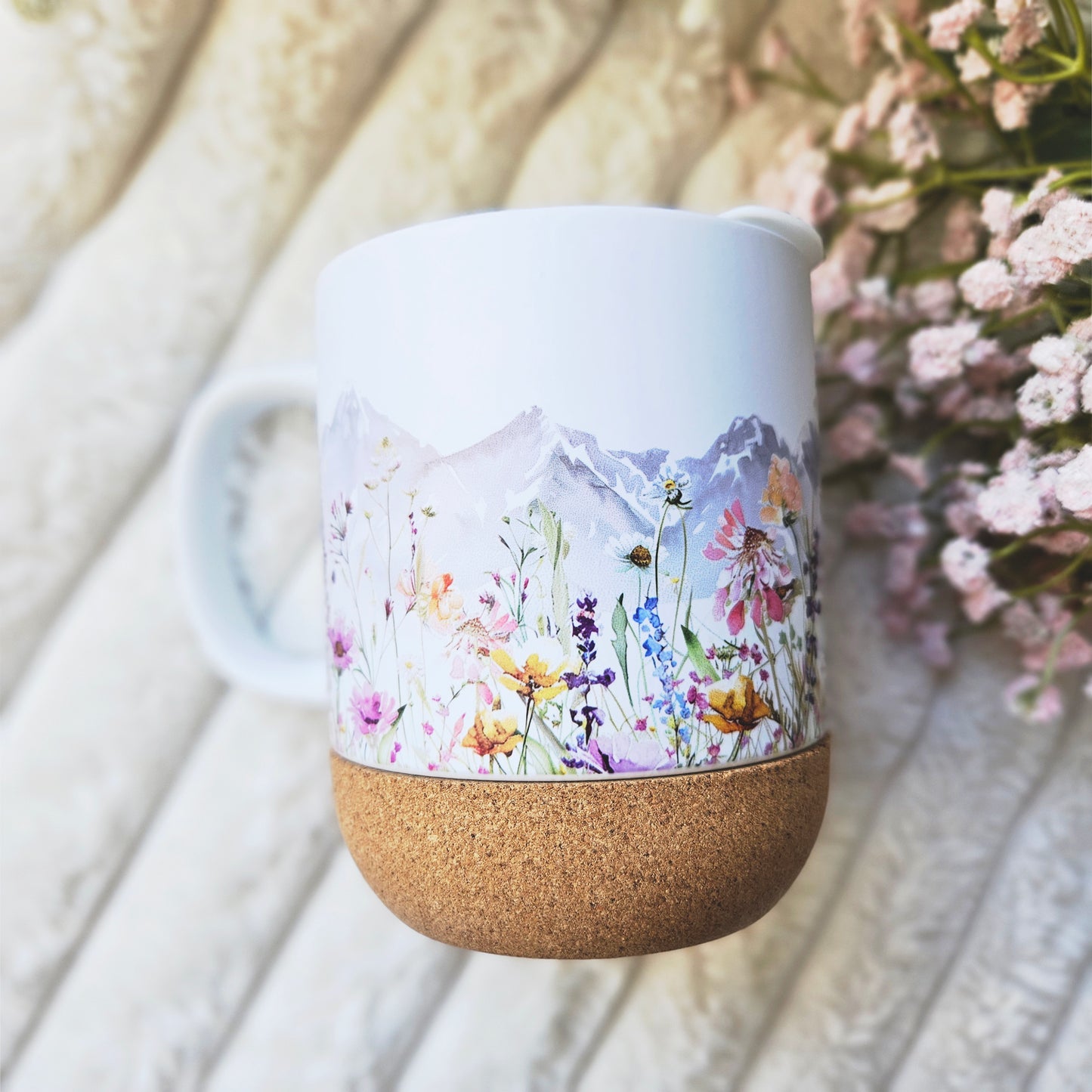 Watercolor Mountain Wildflower On-The-Go Travel Mug
