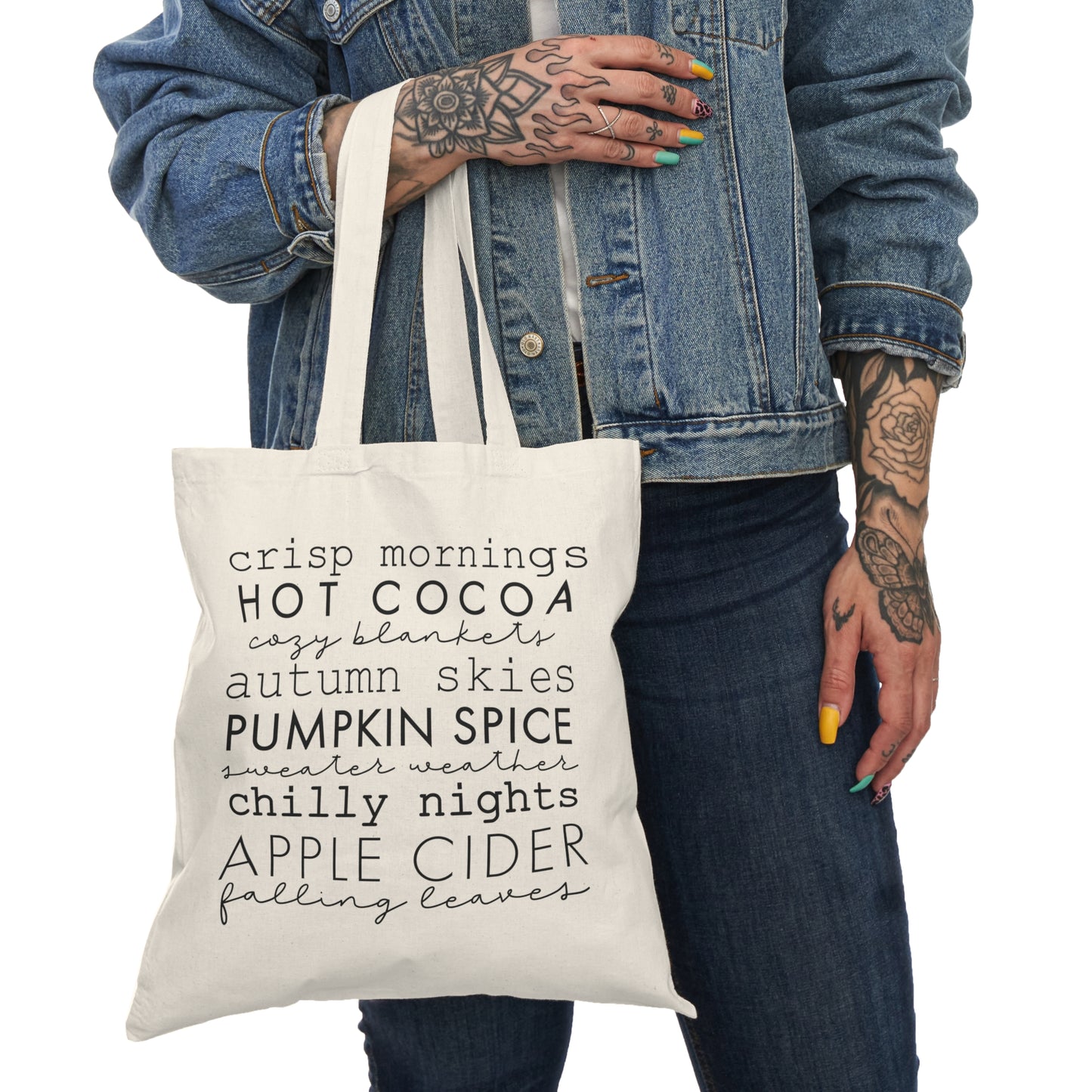 Fall Feels Floral Natural Tote Bag