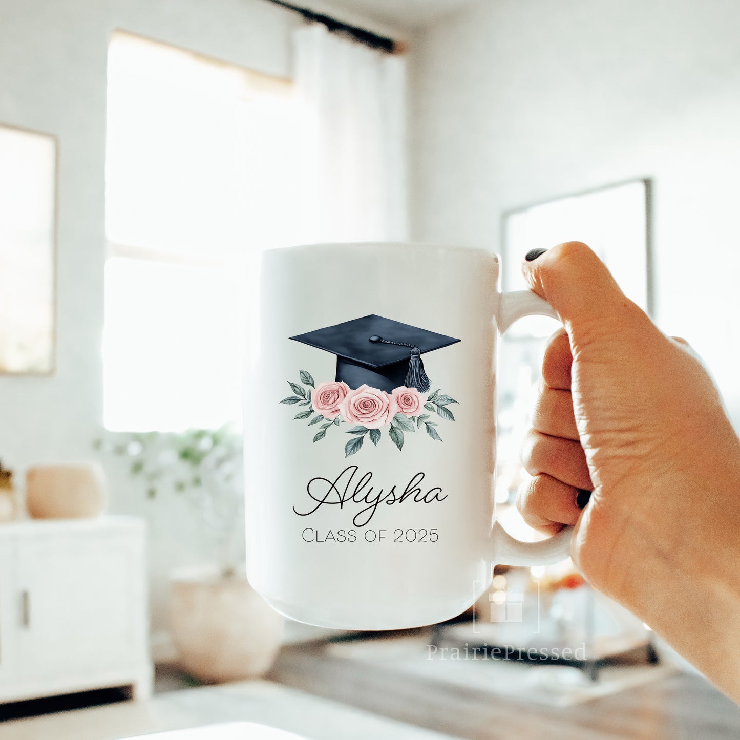 Custom Floral Graduation 2025 Ceramic Mug