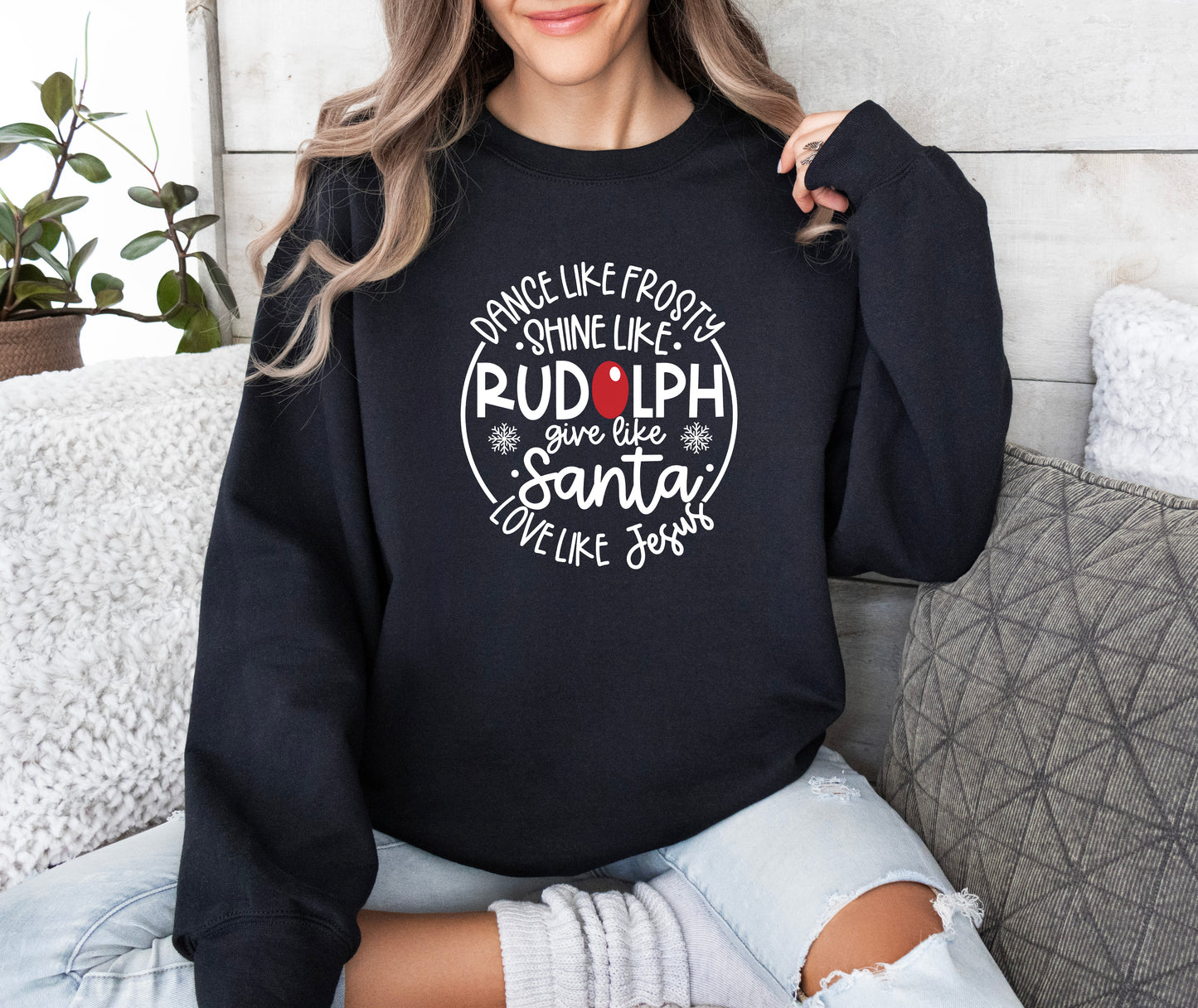 Shine like Rudolph Love like Jesus Crewneck