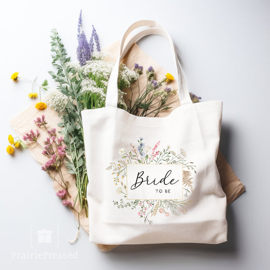 Bride-to-be Bag - Delicate Wildflowers Natural Tote Bag