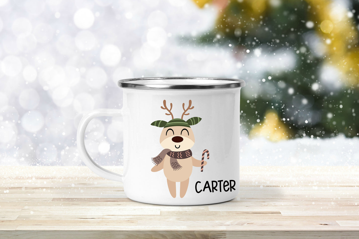 Christmas Deer Enamel Mug 12oz