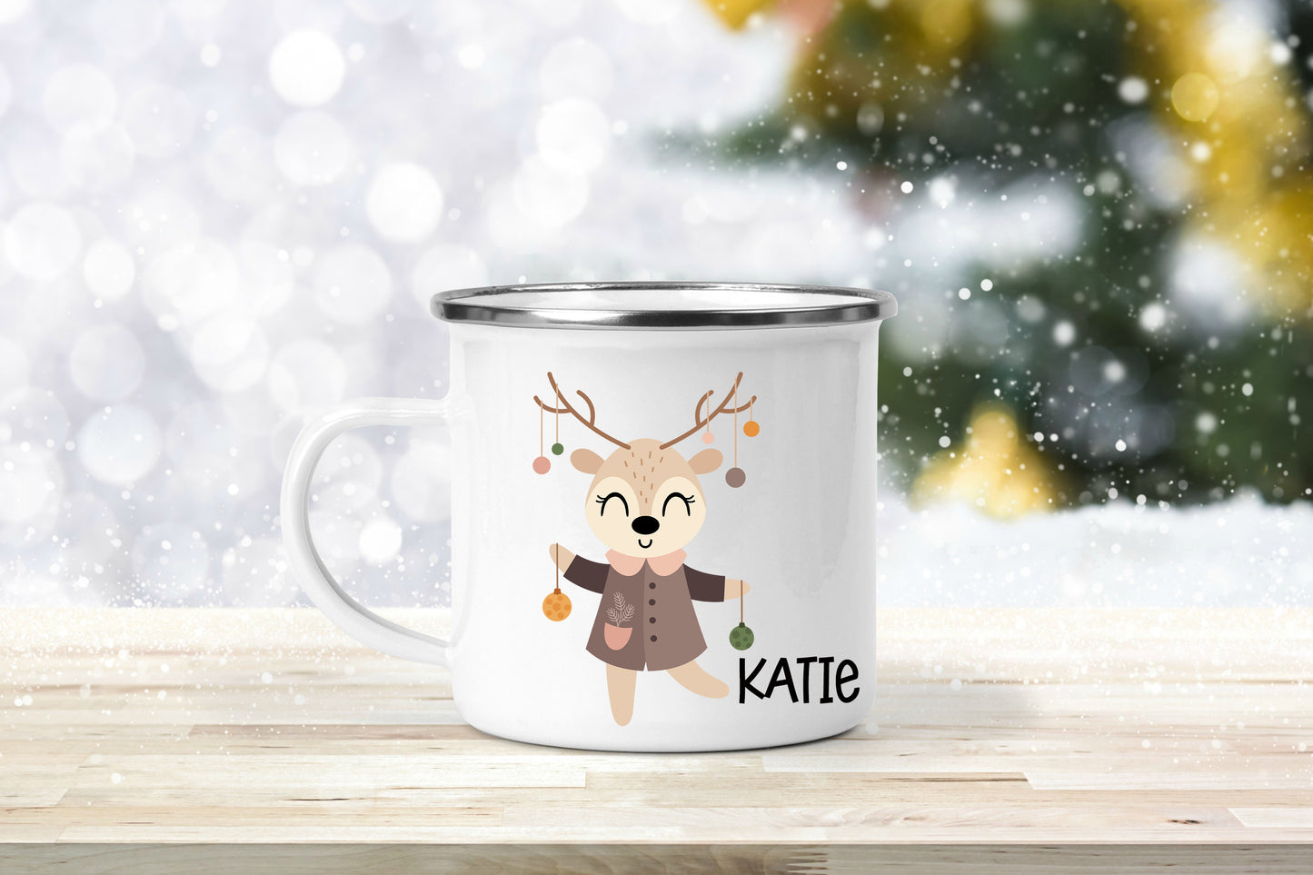 Christmas Deer Enamel Mug 12oz