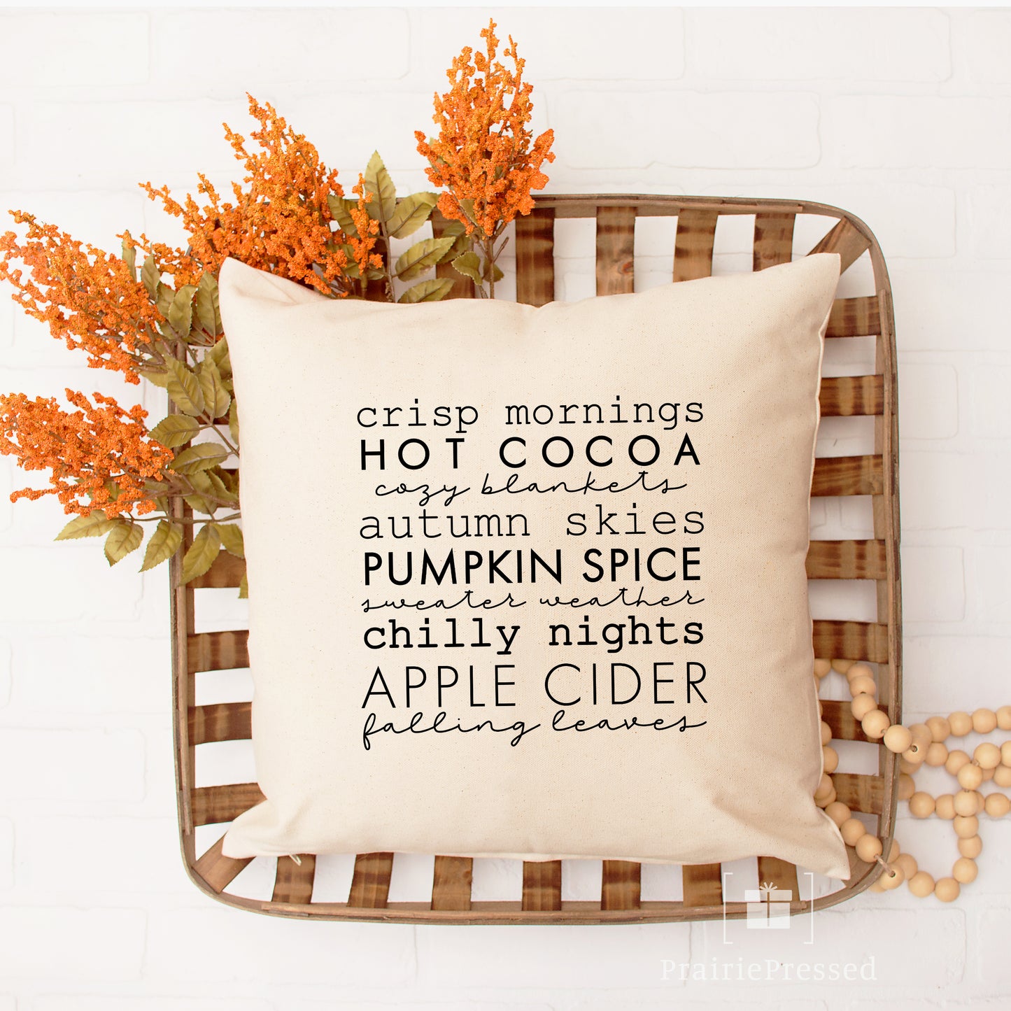 Fall Words Pillow Cover