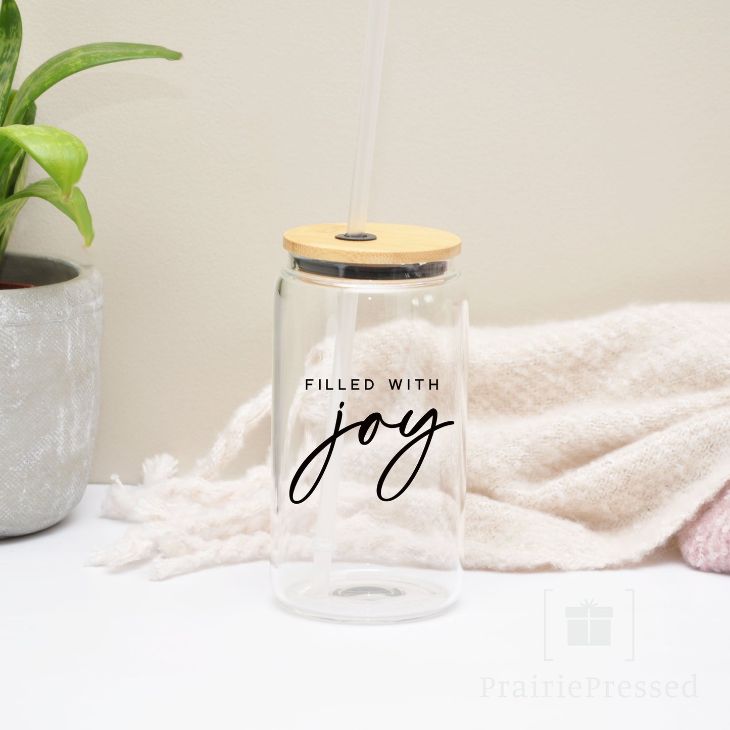 Filled with Joy 16oz. Glass Can