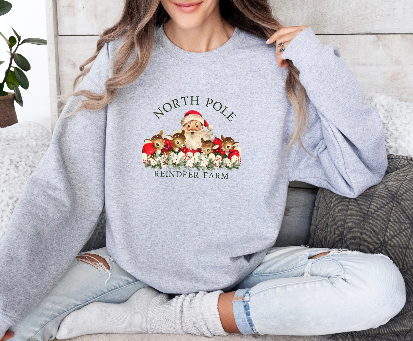North Pole Reindeer Farm Crewneck