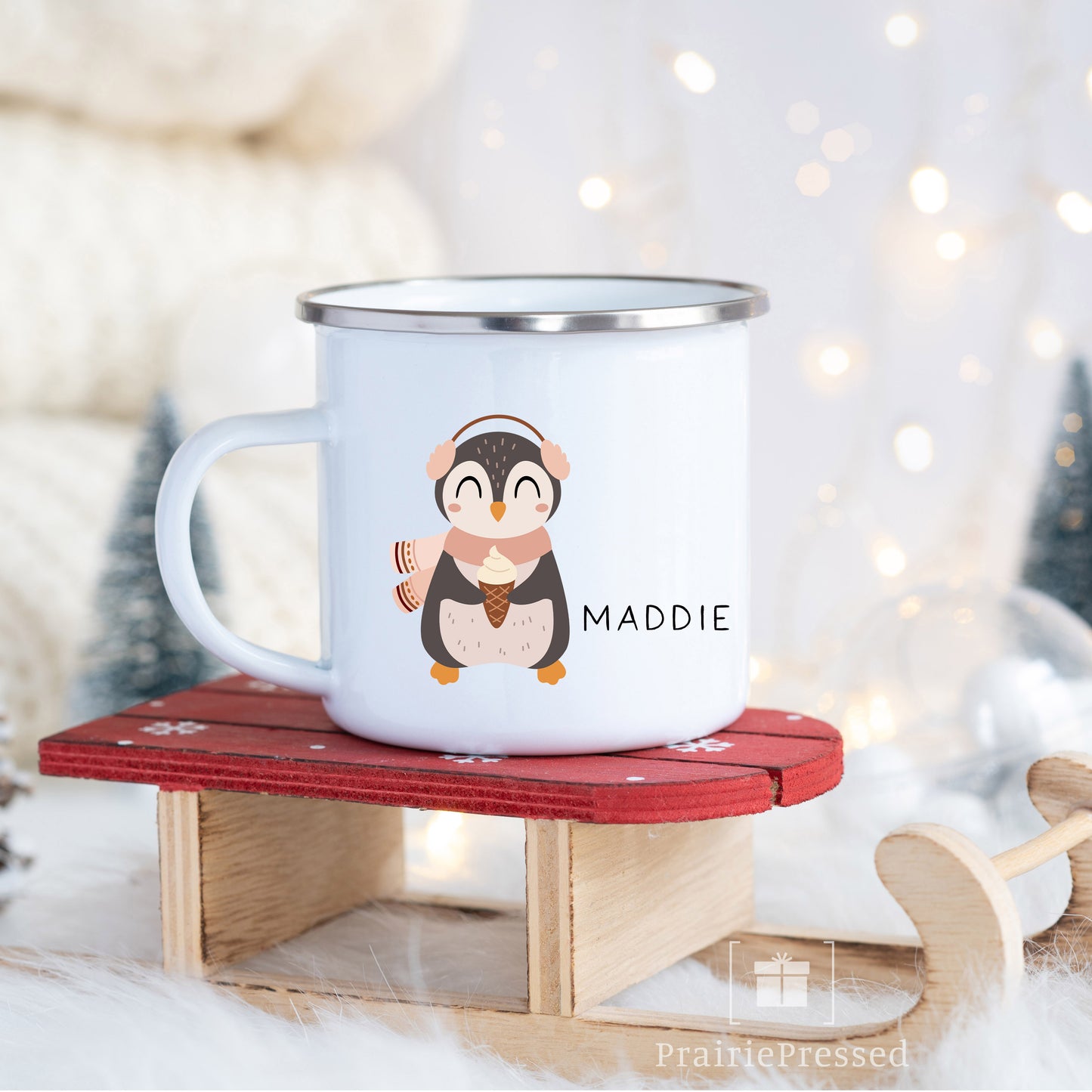 Winter Penguins Enamel Mug 12oz