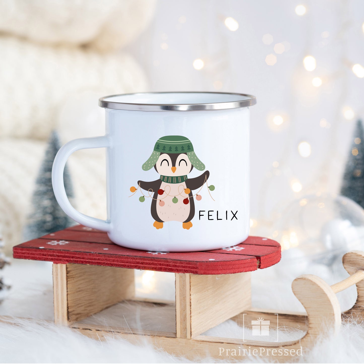 Winter Penguins Enamel Mug 12oz