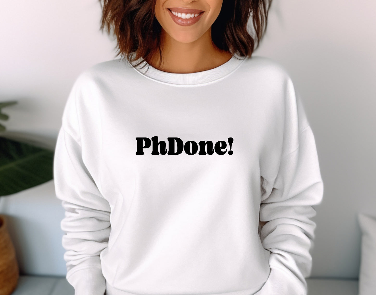 PhDone! Retro Font PhD Grad Crewneck Sweatshirt
