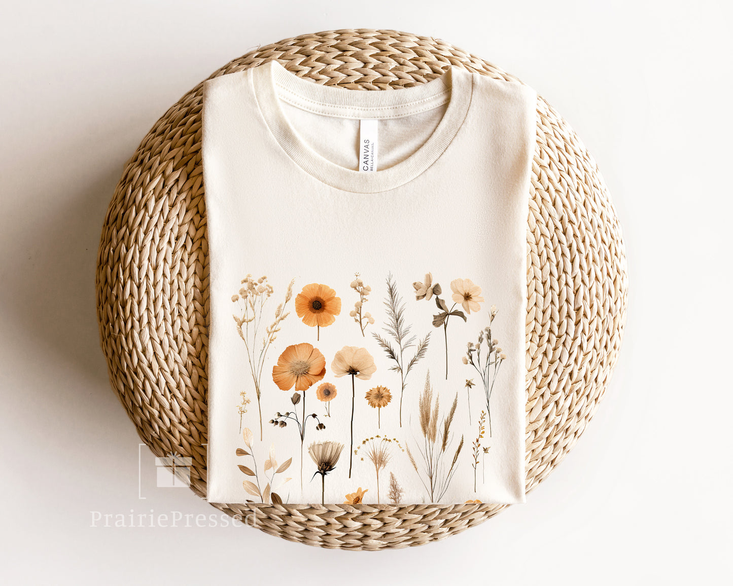 Pressed Wildflowers Peach and Orange tones T Shirt