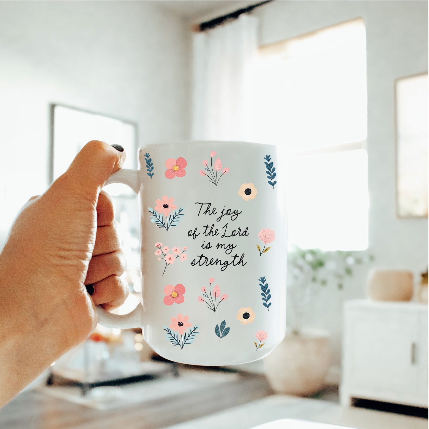 The Joy of the Lord Ceramic Mug Ditsy Floral