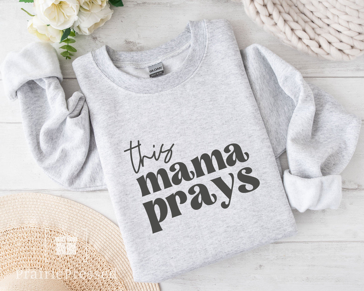 This Mama Prays Crewneck Sweatshirt