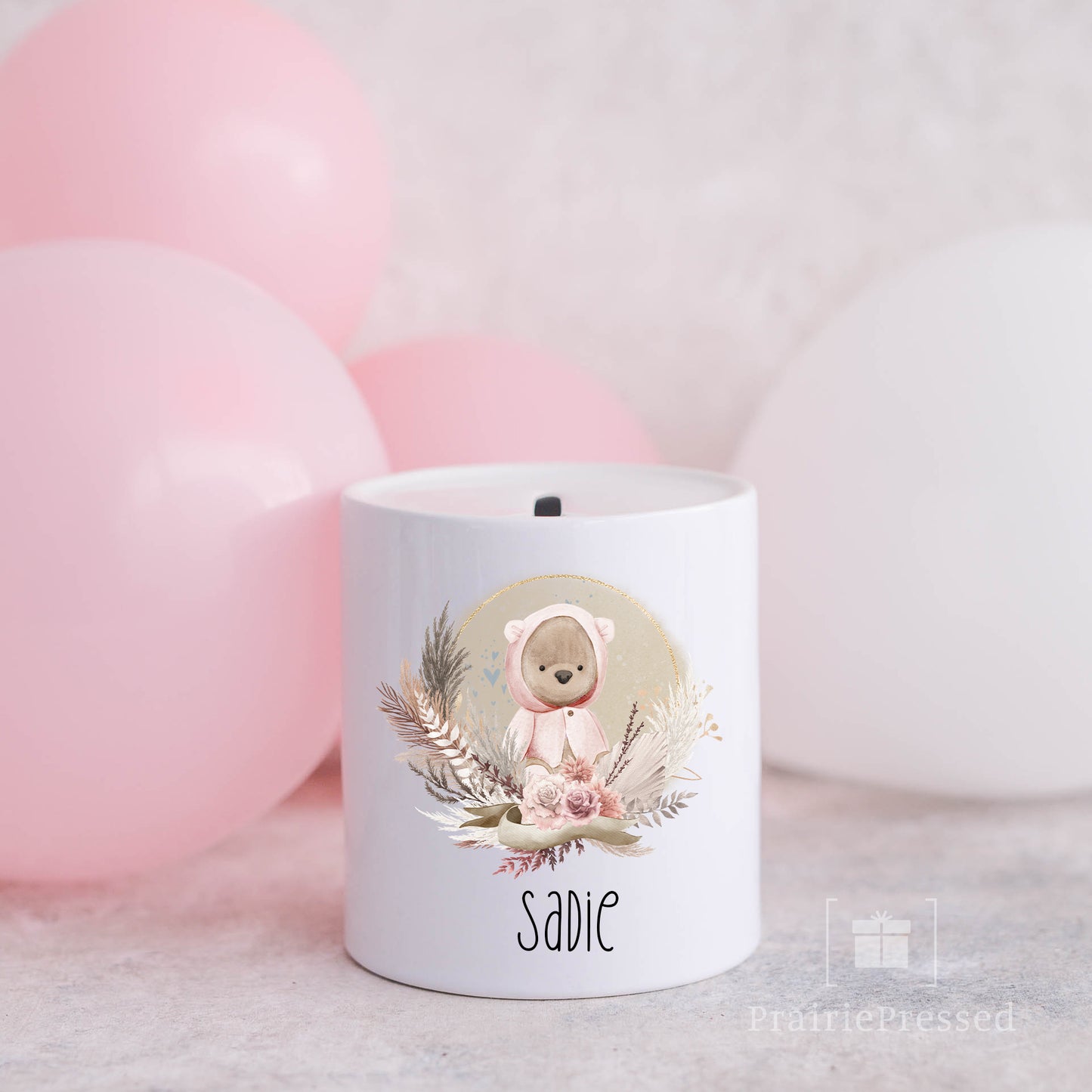 Boho Bear Coin Bank - Pink