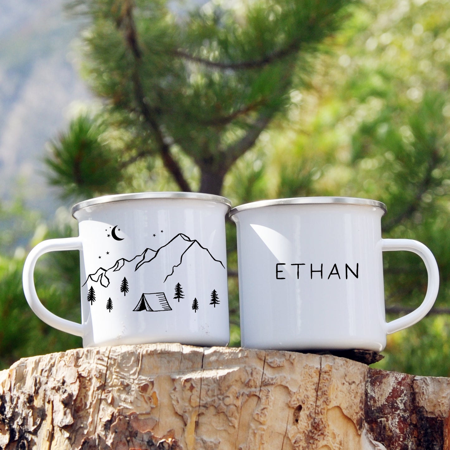 Personalized Mountain Tent Enamel Mug 12oz