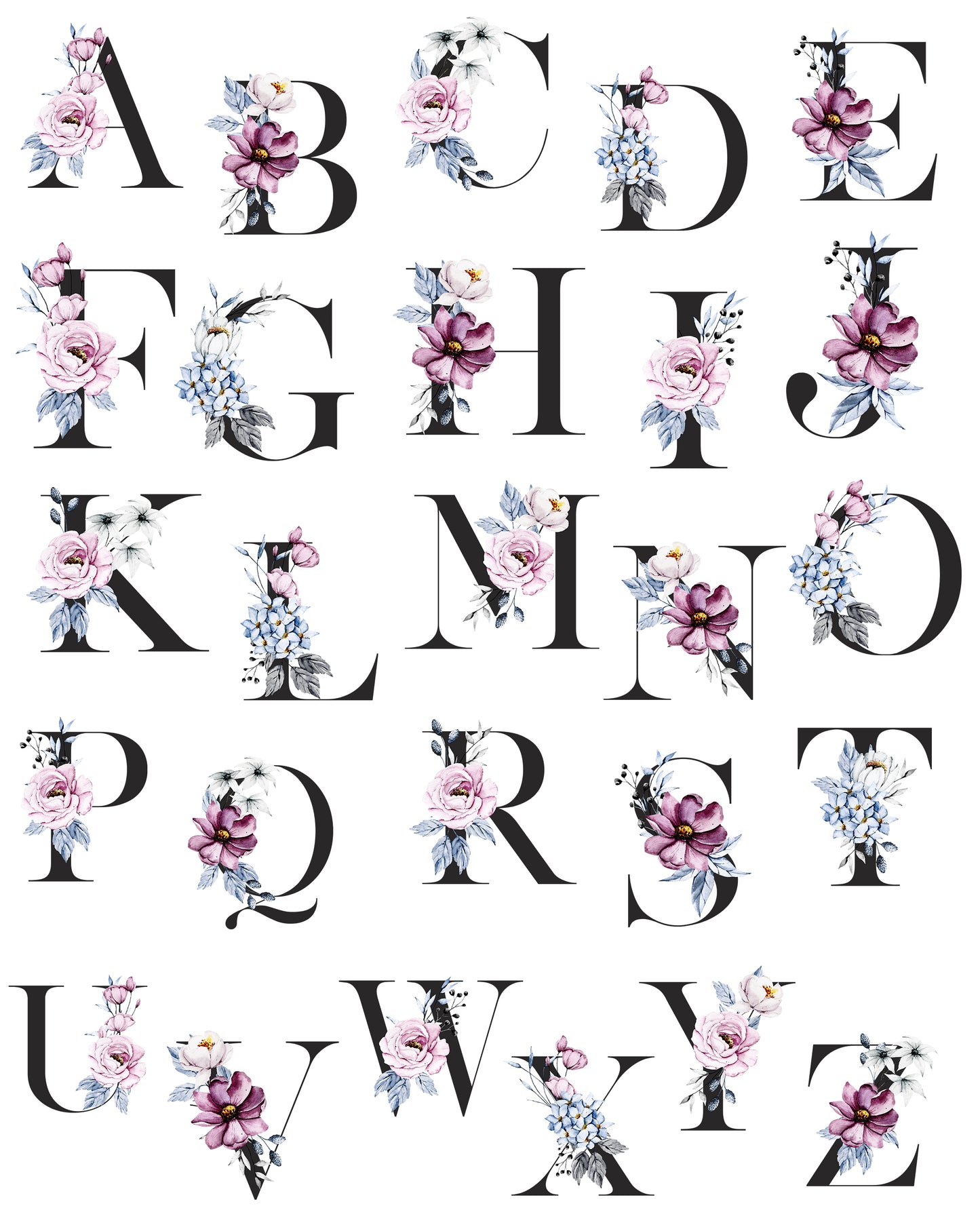 Bridesmaid/Maid of Honor Custom Tumbler - Blue and Pink Floral Monogram