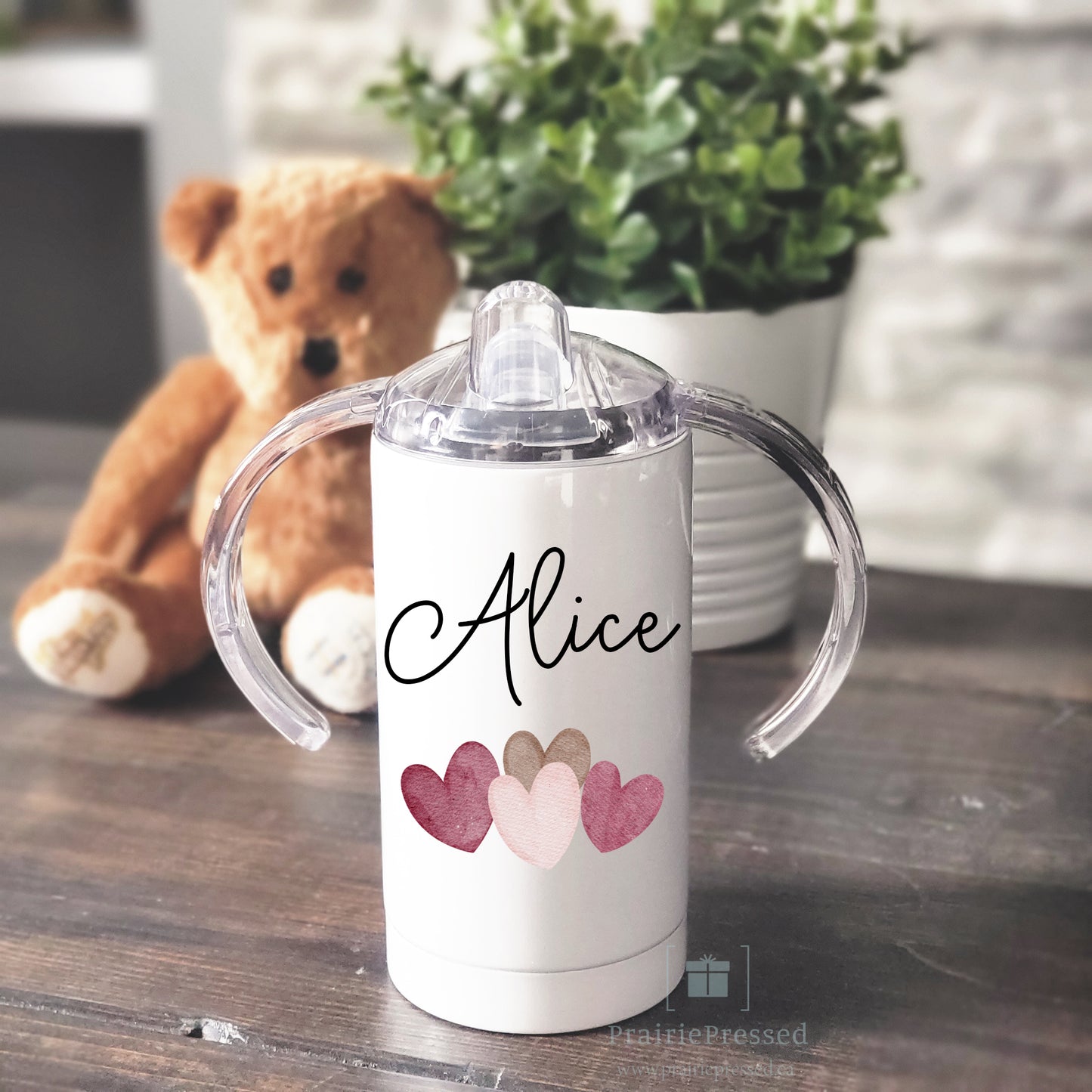 Watercolor Hearts Sippy Cup Tumbler