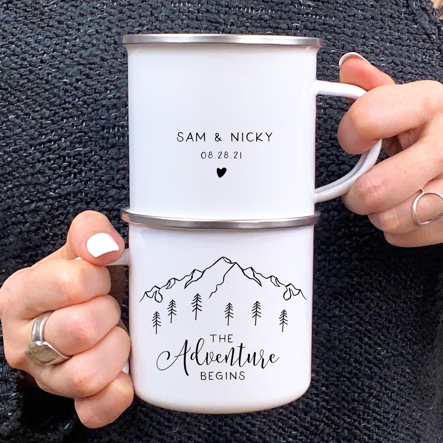 The Adventure Begins Enamel Mug 12oz