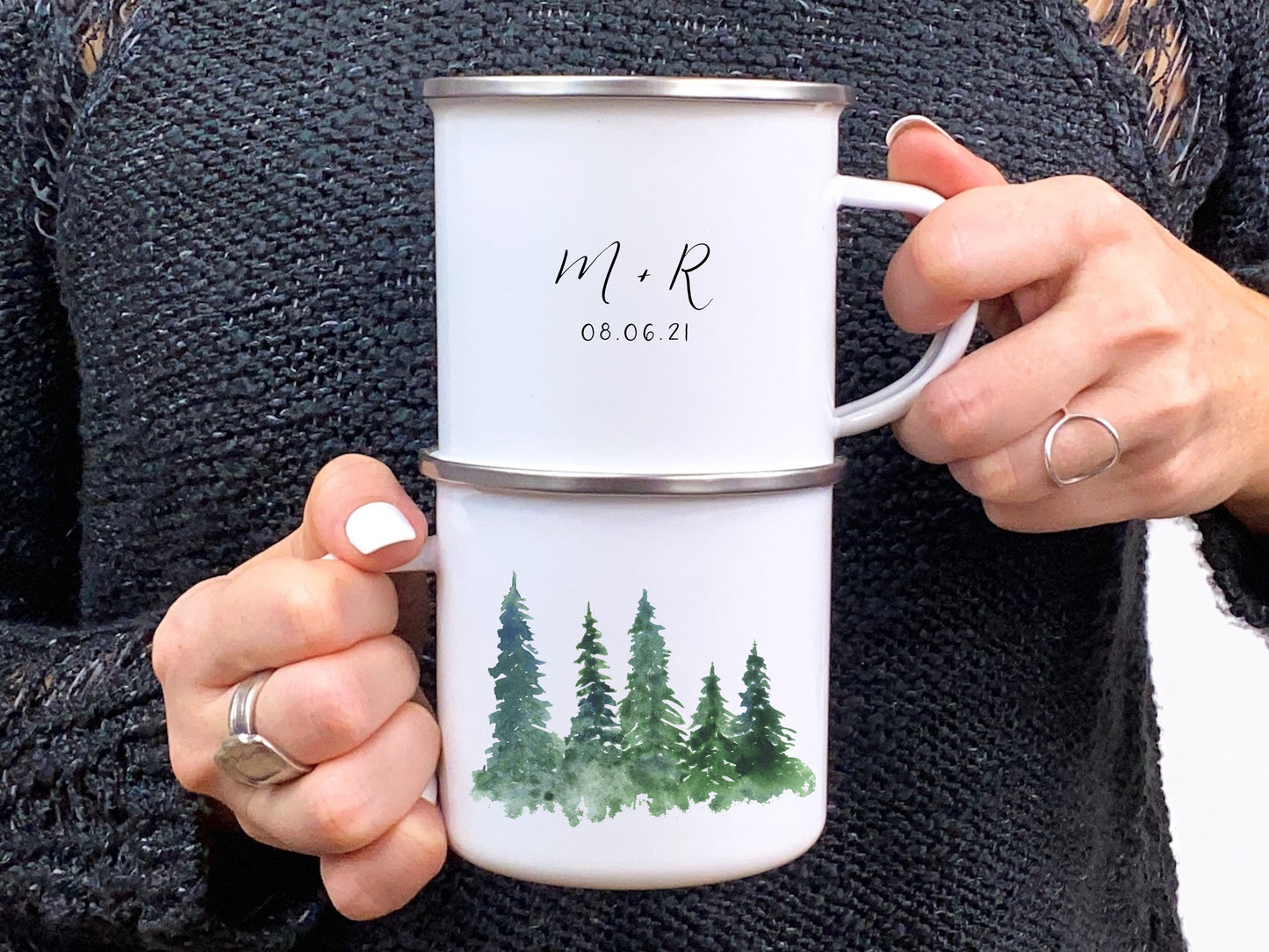 Wedding Green Tree Enamel Mug