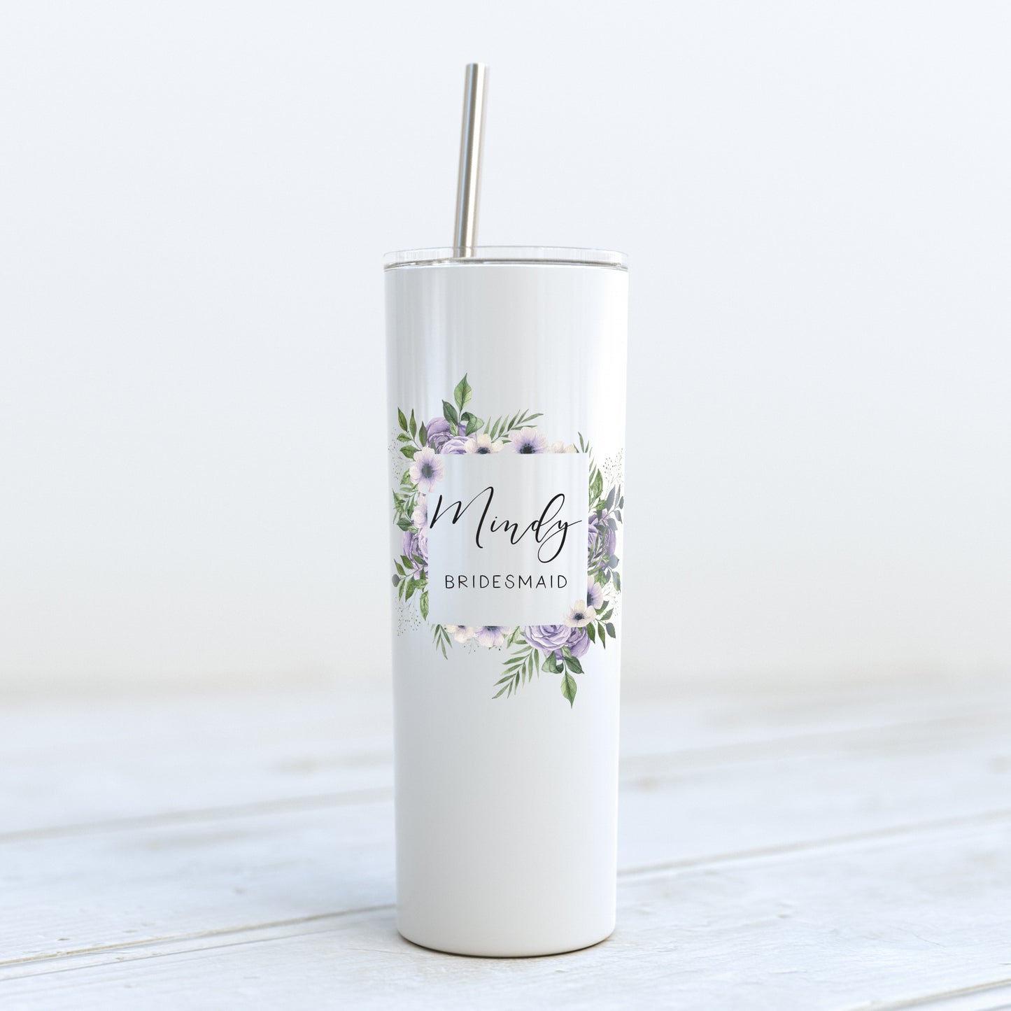 Custom Tumbler - Lilac Purple Rose Frame
