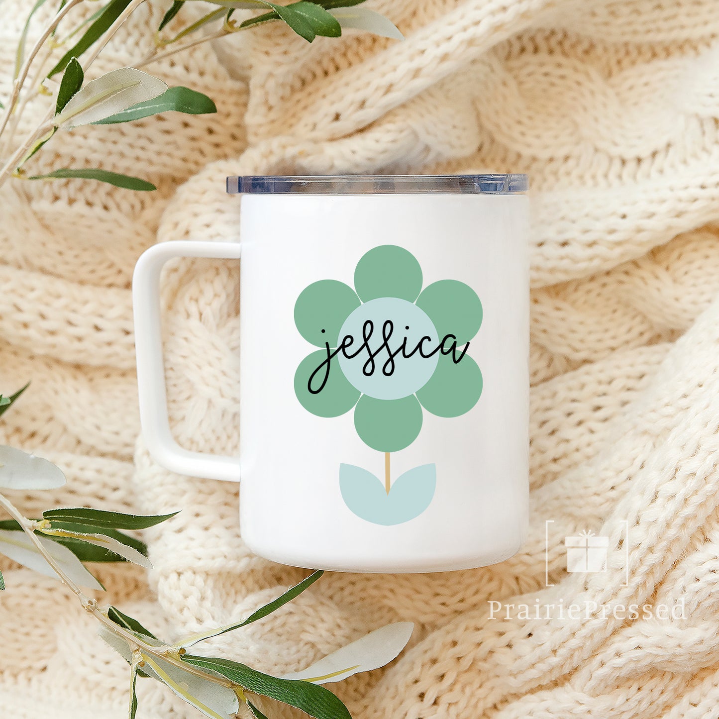Flower Mug with Lid