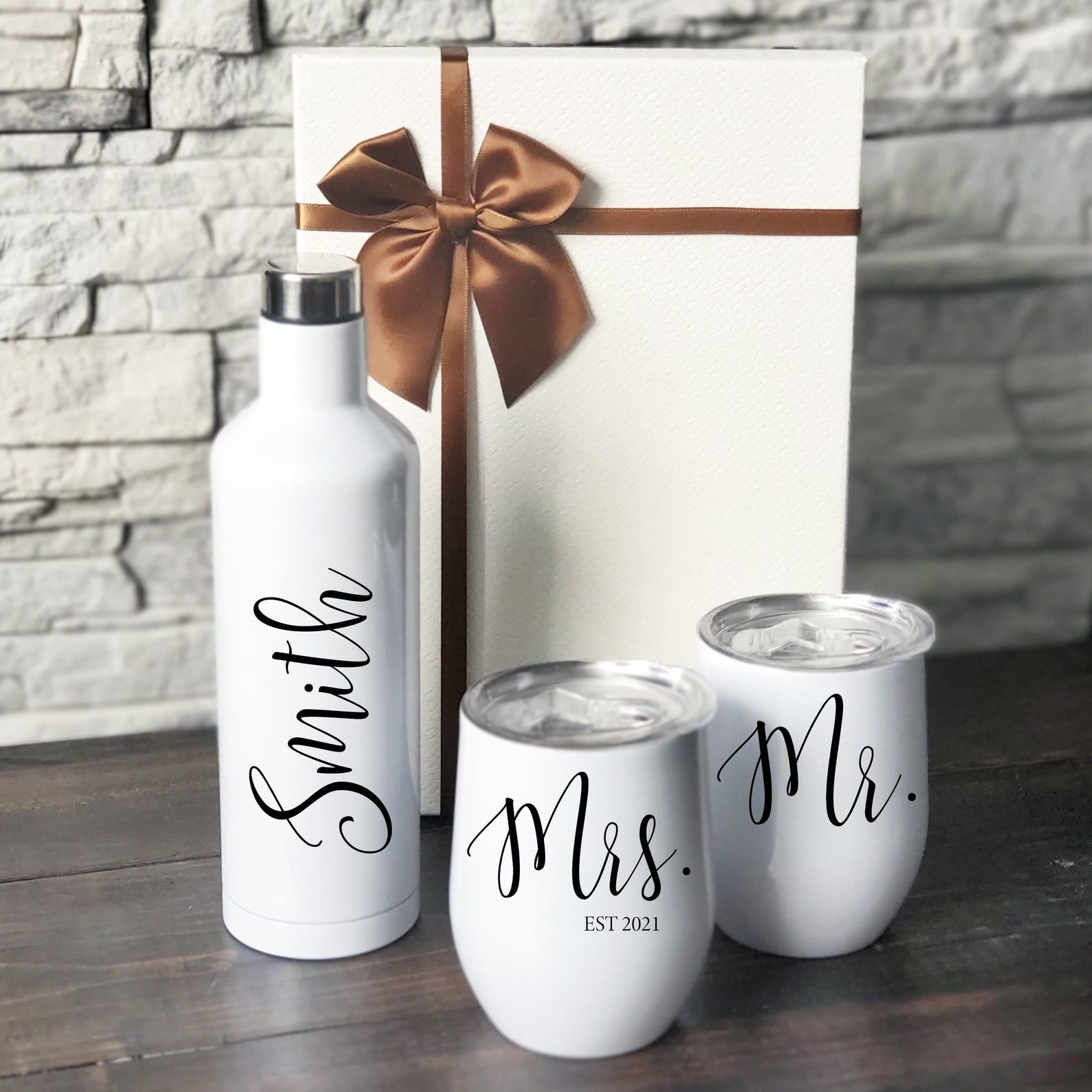 Modern Mr. & Mrs. Personalized Wine Tumblers