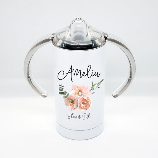 Flower Girl Sippy Cup Tumbler - Boho Floral