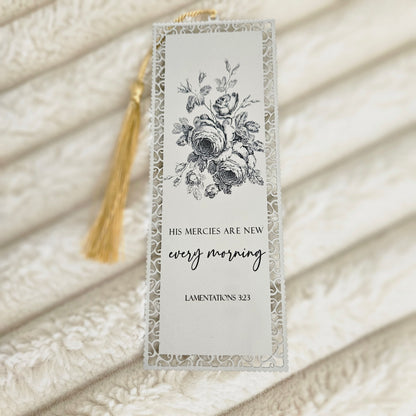 Bookmark - Lamentations 3:23 Vintage Rose