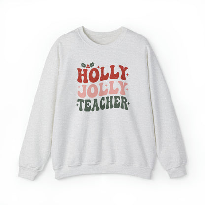 Holly Jolly Retro Teacher Crewneck